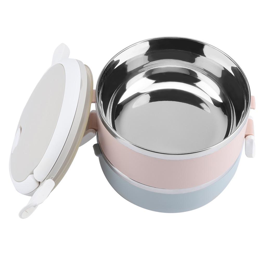 Stainless Steel Leakproof Food Container 2/4 Tier Food Container Thermal Lunch Box  For Office