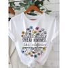 Camiseta Grfica Feminina Com Estampa De Flores Silvestres Casual Gola Redonda Unisexga Curta Estampa Floral Colorida Para Uso Dirio