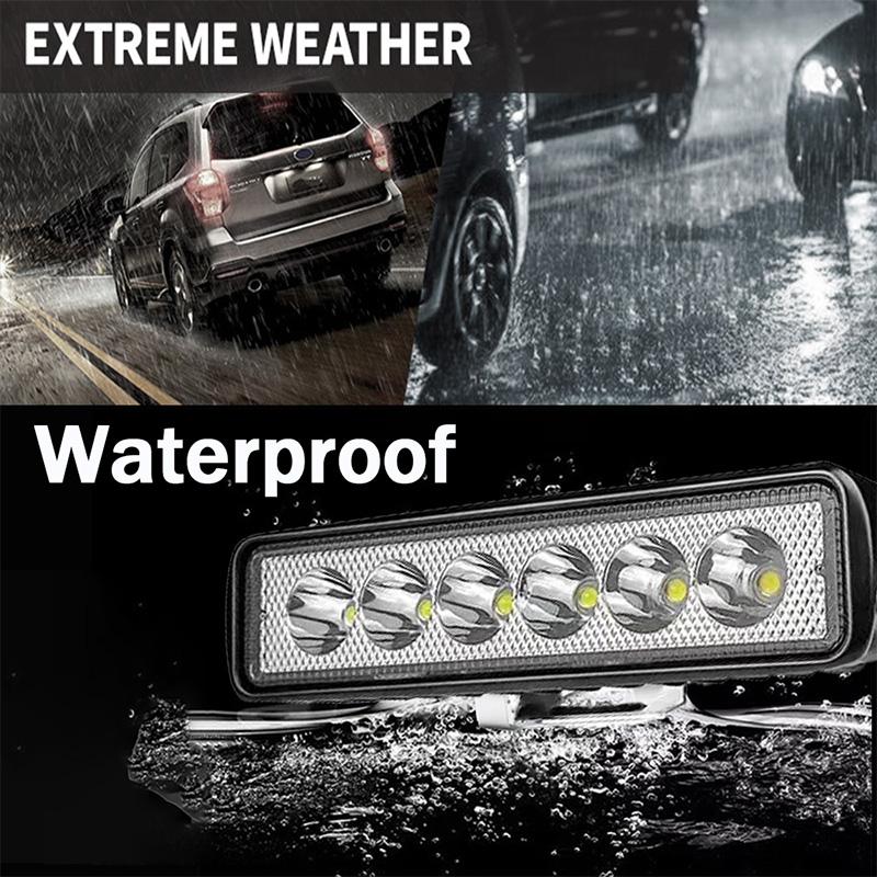 Off-Road Motorcycle LED Light Bar Focus Beams 6LEDS 12V 24V Universal Waterproof Kit for Jeep Wrangler Truck Tractors SUV 4x4