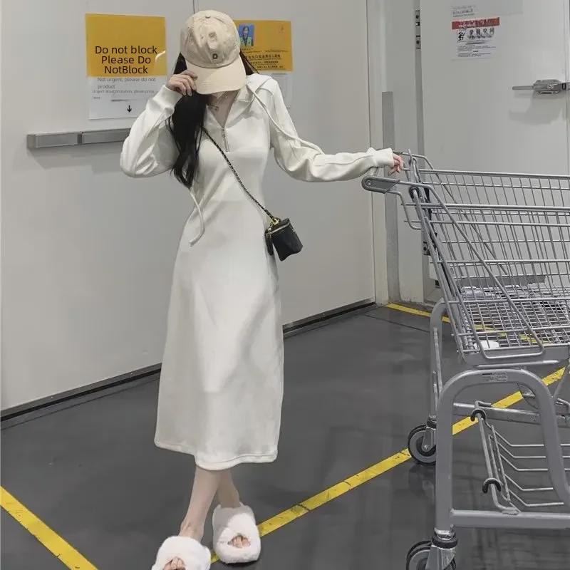2025 French-Style Women's Sweater Dress: Early Autumn Long Skirt with Coat