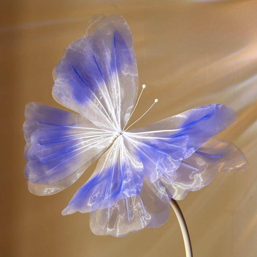 Flower Pattern Artificial Butterfly Gradient Color 3D Silk Yarn Butterfly Wedding Party Decoration