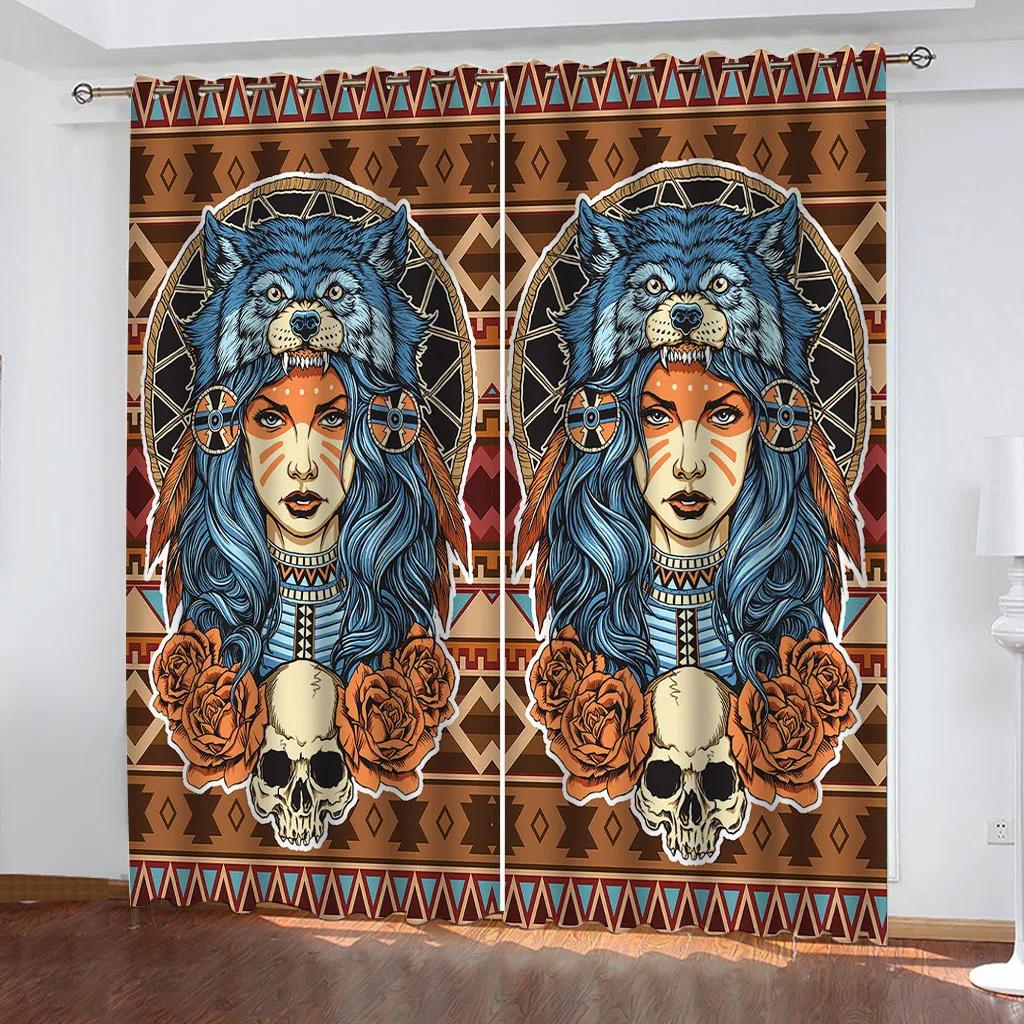 

Дешевые шторы 3D Страшное искусство скелета Затемняющие шторы для гостиной спальни Элегантные дома комнаты Оформление окна 2 штуки W70xH160cmx2&hook