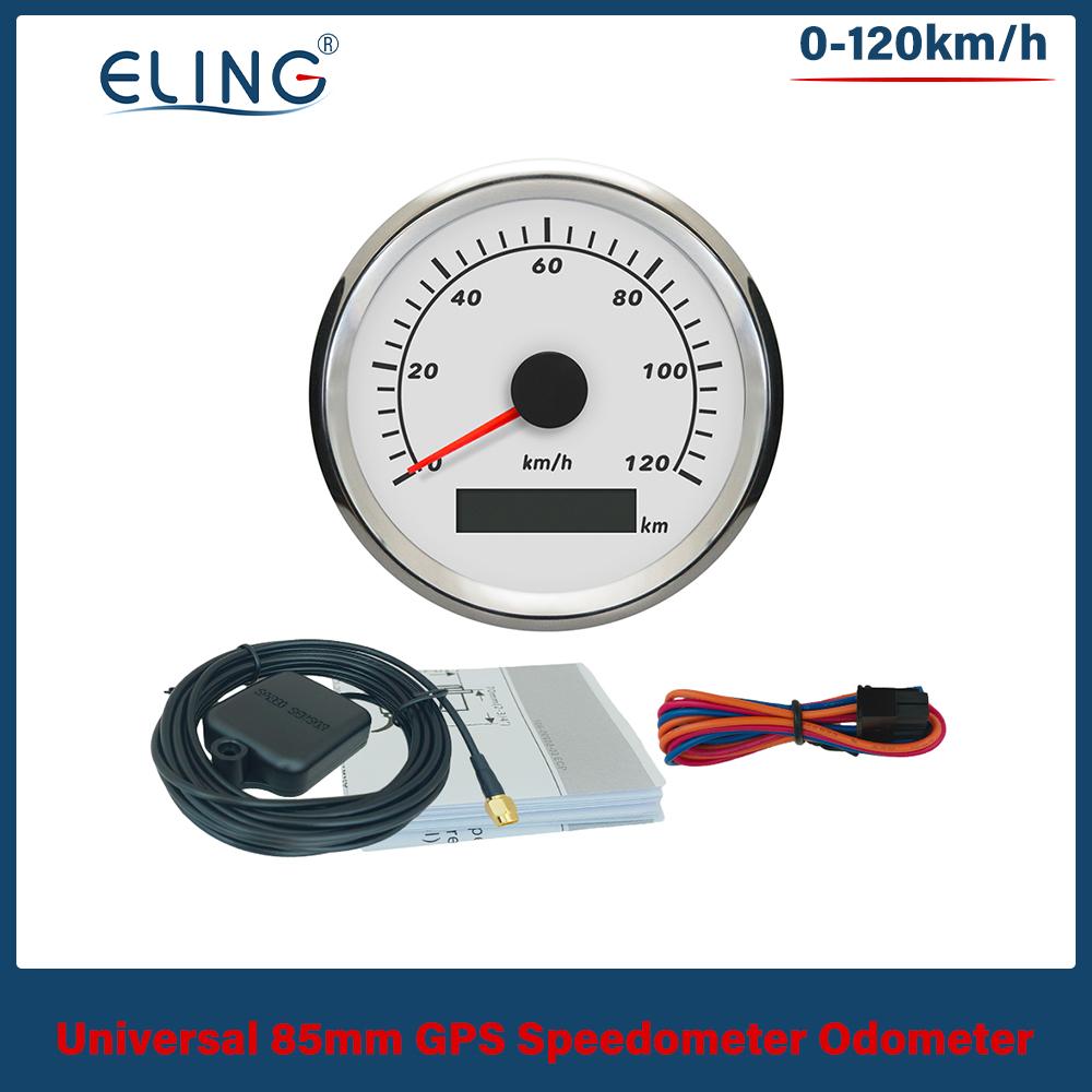 ELING 85mm GPS Speedometer Gauge 0-120km/h 0-160km/h 0-200km/h 0-300km/h for Car Truck Boat with Red Backlight With GPS Antenna
