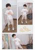 Kinder Baumwoll-Leinen Hanfu Set: Kurzarm & Shorts, Tang-Anzug Antikes Kostüm für Jungen & Mädchen - Zweiteiliges Performance-Outfit