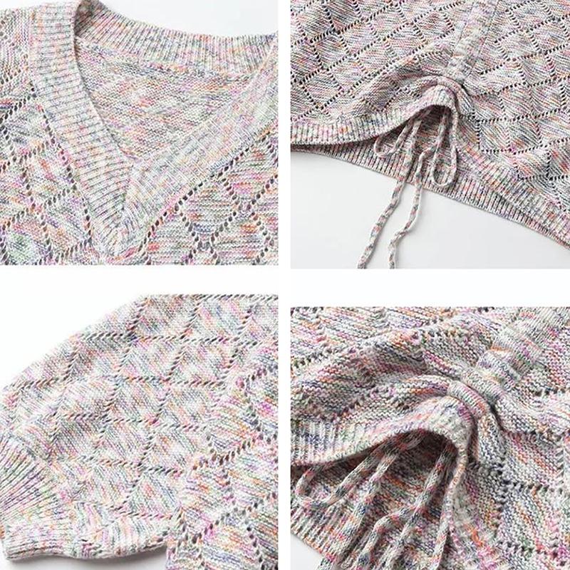 V-Ausschnitt Allround Stricktops Herbst und Winter Unterziehshirts 2022 Neue Damen Casual Lochstrickpullover