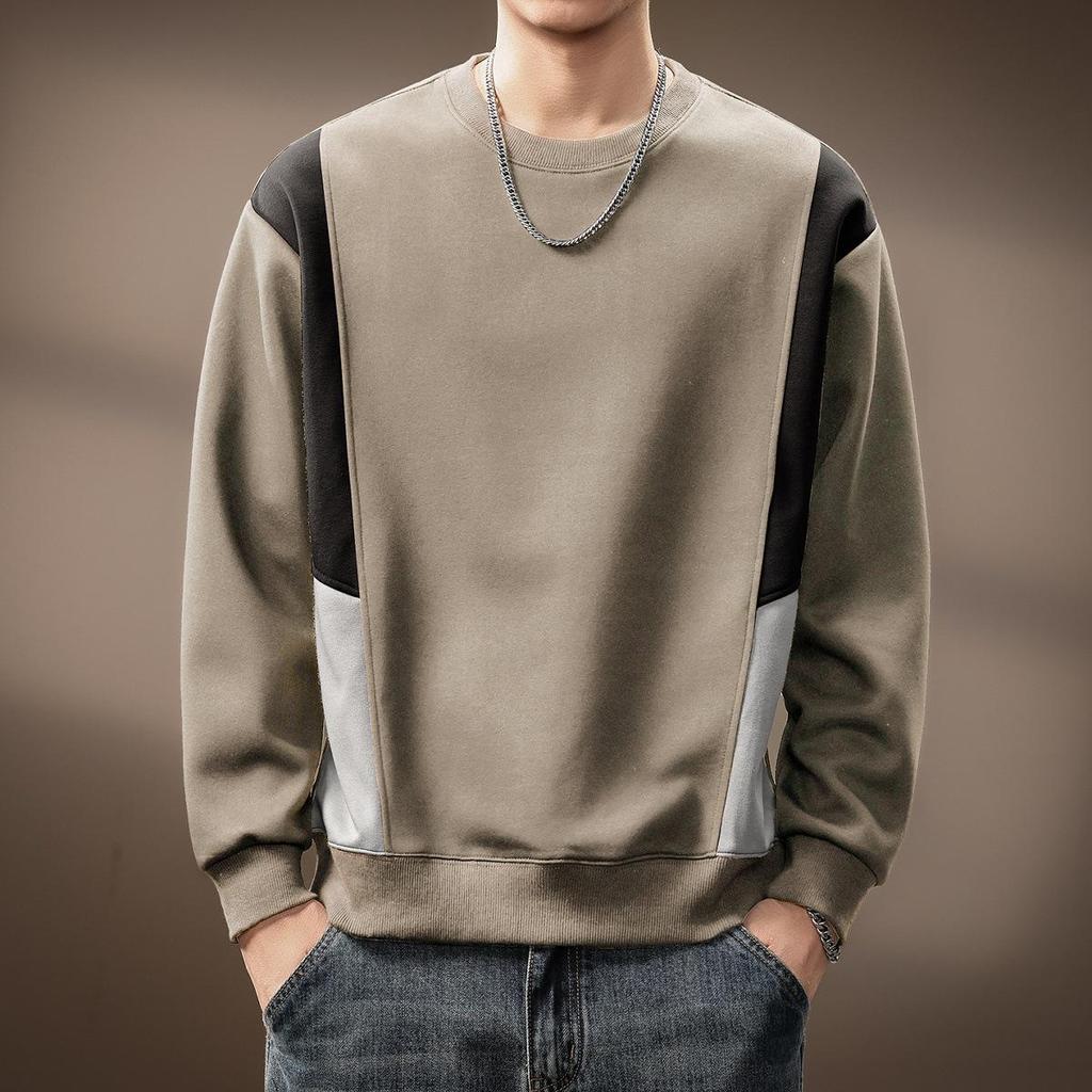 Luksusowa męska bluza z kapturem w stylu retro, patchwork w bloki kolorów, ciężka, jesienna kolekcja
