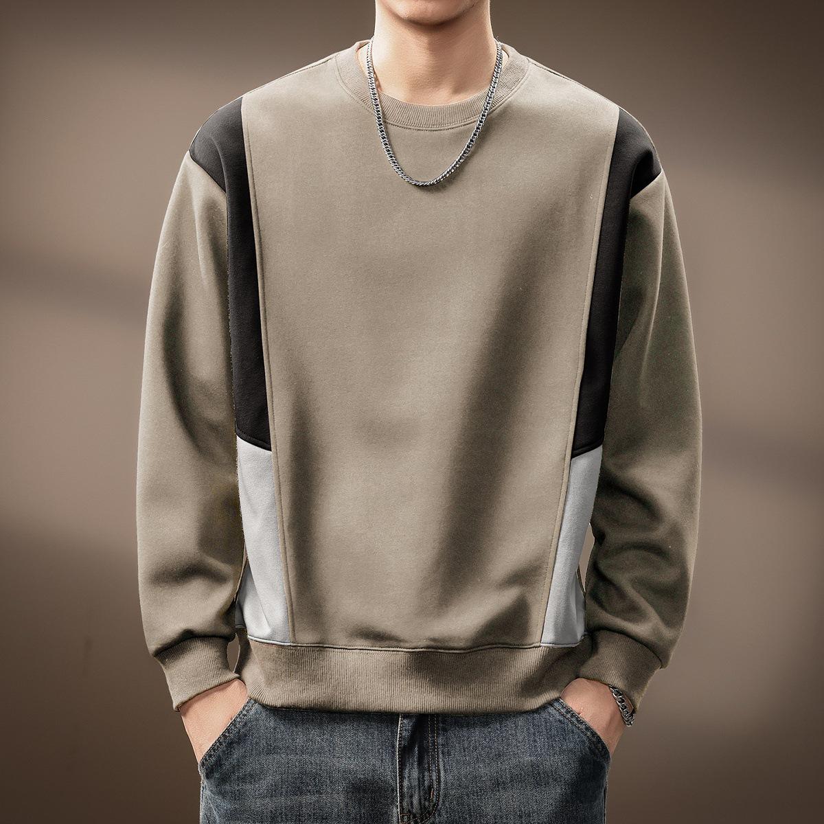 Men s Premium Retro Color Block Heavyweight Hoodie – Autumn Arrival, Trendy Thickened Loose Fit 5XL for 110-120kg