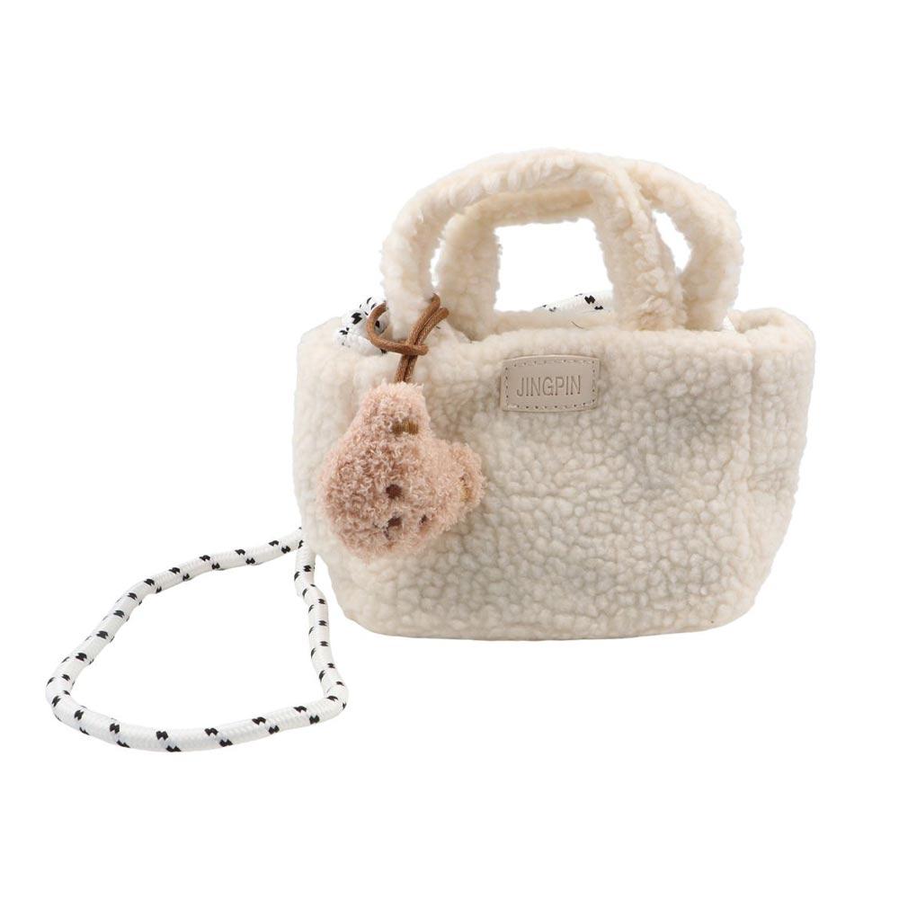 

Korean Style Funny Messenger Bag Square Plush Shoulder Bag Casual Bear Pendant Crossbody Bag Gift хаки