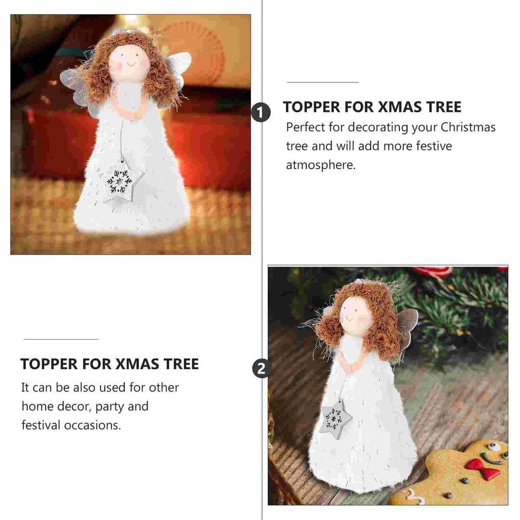 Weihnachtsdekorationen Spitze für Weihnachtsbaum Engel Partyzubehör Mädchen Herz Pvc Plüsch Baumspitze Tischdeko