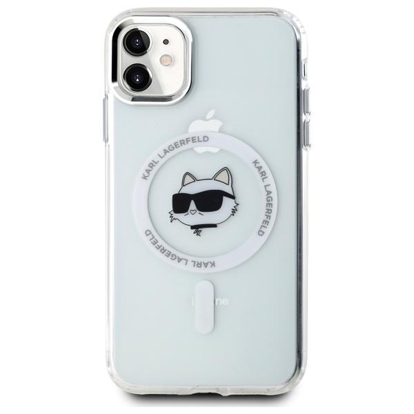 Karl Lagerfeld Klhmn61Hlschh Iphone 11   / Xr 6.1 Biały/White Hardcase Iml Metal Choupette Head Magsafe
