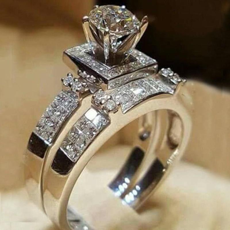 Accessori Set Coppia Anello Moda Donna Anello Zircone