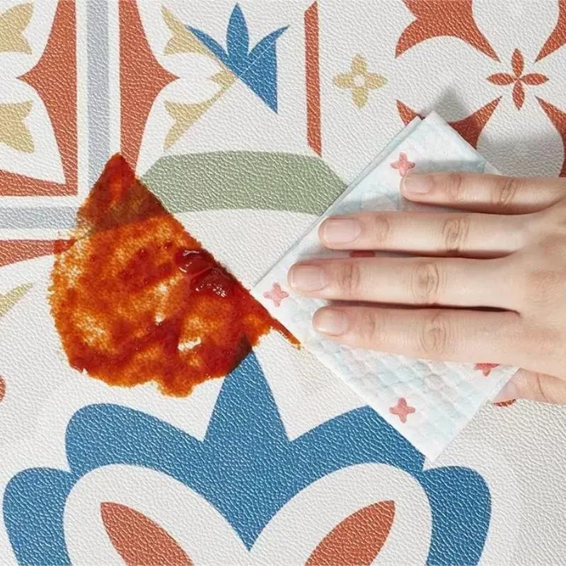 Dywan na podłogę do kuchni mata podłogowa skóra PVC wodoodporny antypoślizgowy długi dywan olejoodporny maty pod stopy różowy kwiat dekoracja domu dywany