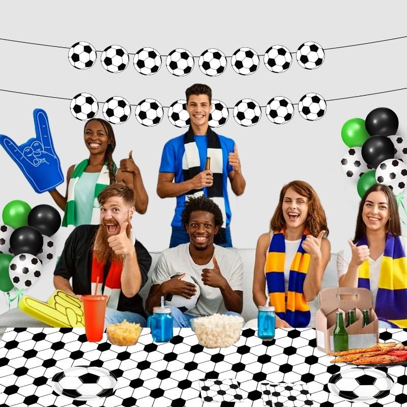 A03F-2026 Football Theme Party Disposable Tablecloth 54 X 107.8 Inch Soccer Plastic Tablecloth