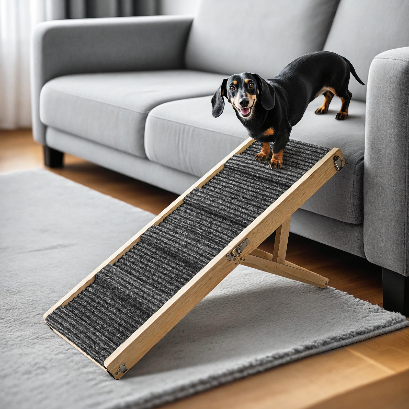 

Pawaboo Версия 2025 Усиленная Пандус для Животных Высота Животного Без Деревянный До 15 кг Вес Легкий для Пожилого Животного Снижает Нагрузку на Ноги и Натуральный Цвет Дерева