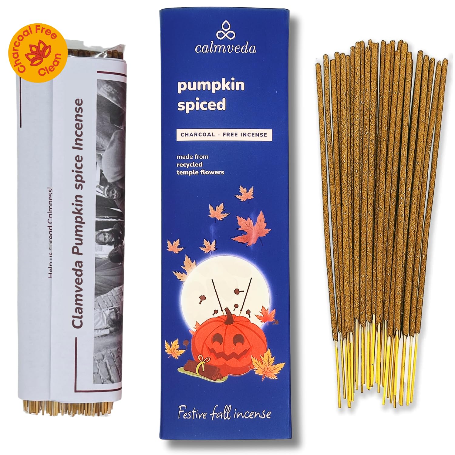 Calmveda Winter Pumpkin Spice Incense Sticks - 80 Insenses Charcoal Free