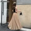 Gentle Breeze Maxi Chiffon Midi A-Line Skirt for Women Summer New Arrivals Casual Over-the-Knee Ruffles Dress