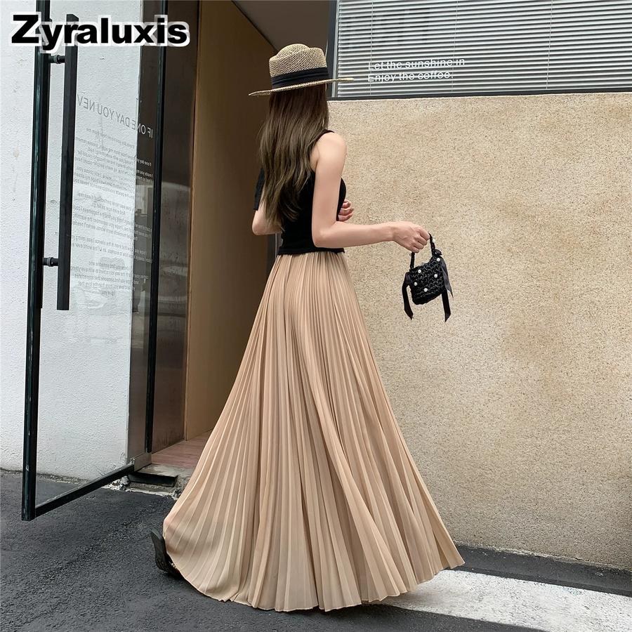 Gentle Breeze Maxi Chiffon Midi A-Line Skirt for Women Summer New Arrivals Casual Over-the-Knee Ruffles Dress
