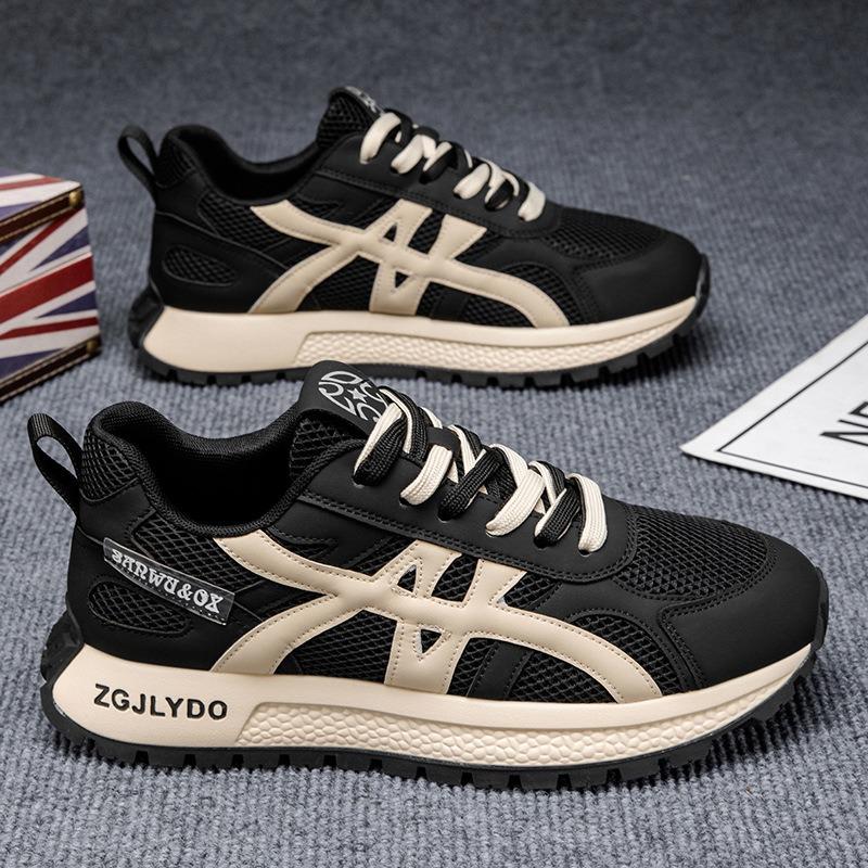 

Men s shoes trendy brand color matching new summer breathable mesh comfortable sports heightening casual dad trendy shoes 44 чорний