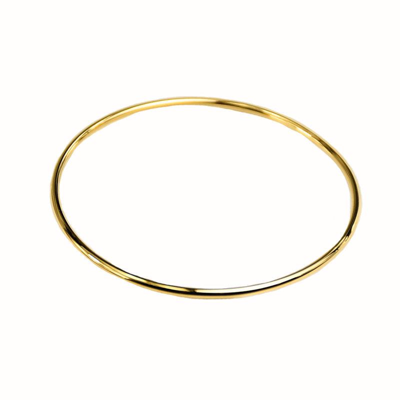 2mm Smooth Titanium Steel 18K Gold-Plated Bracelet for Women - Simple Round Design, Stainless Steel Jewelry