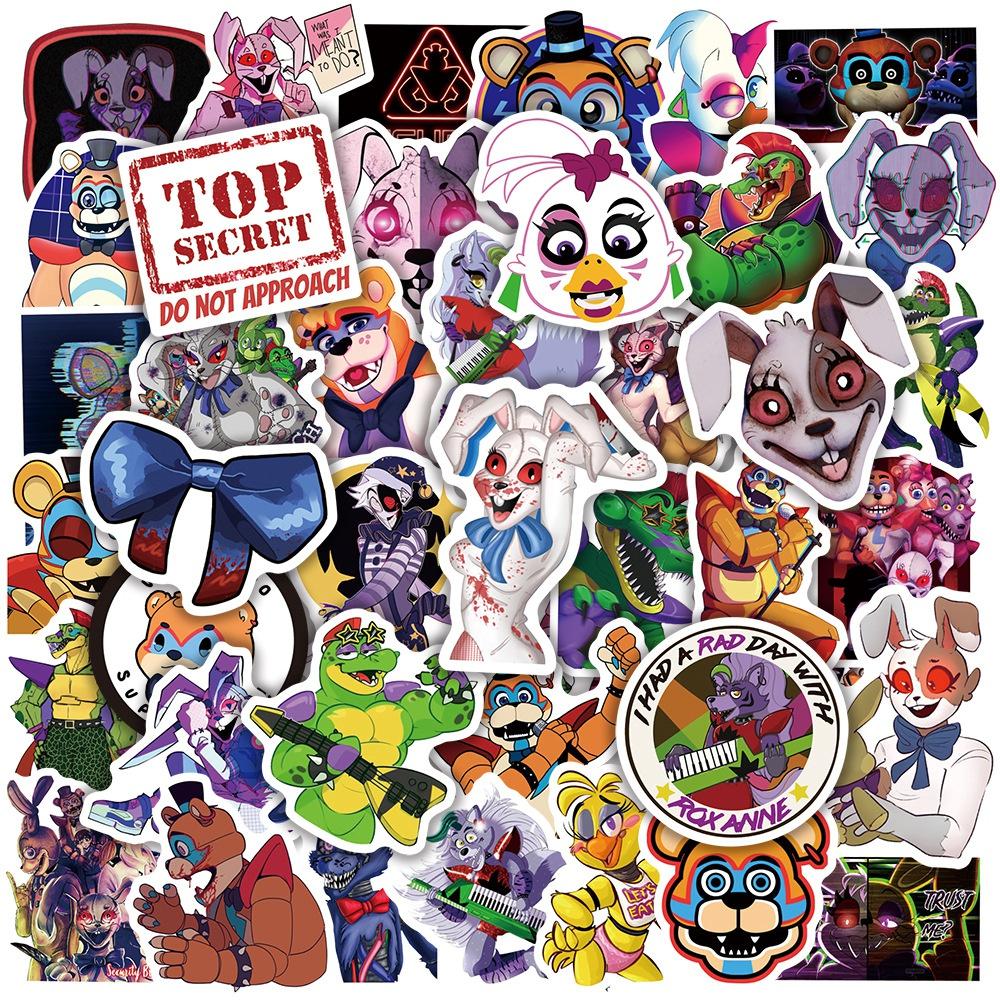 10/50 pezzi Nuovo Five Nights at Freddys : Adesivi Breach di Sicurezza Adesivi Graffiti per Fai da Te Bagagli Laptop Skateboard Moto Bicicletta Adesivi