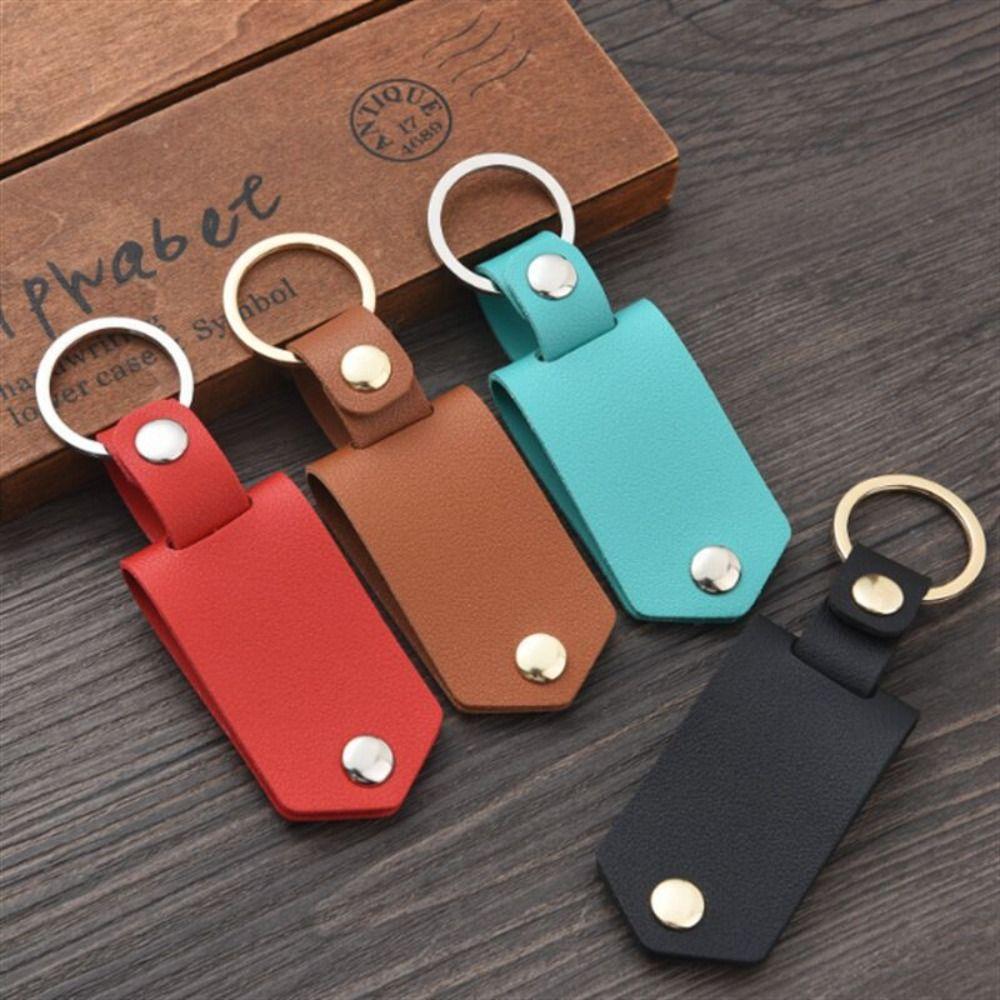 Engraved Design PU Leather Key Cover Memorial UV Color Printing Keychain  Wedding Gift