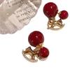 2025 New Arrival Exquisite Red Rocking Horse Earrings: Light Luxury, Retro Autumn/Winter Design for Women