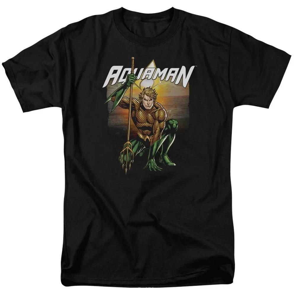 Comics AquaUnisex Justice League Beach Sunset Black TShirt S