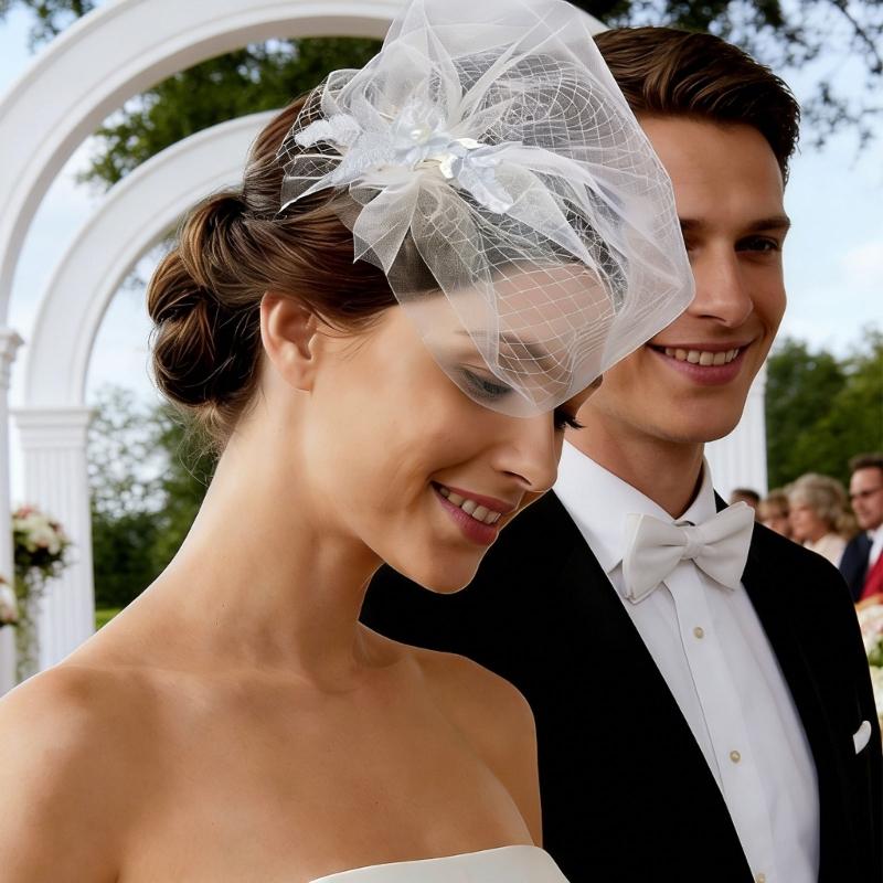Romance Bird Nest Wedding Veil Tulle Veil Headpiece For Bride Special Occasion Gathering Ceremony Photography Headwear