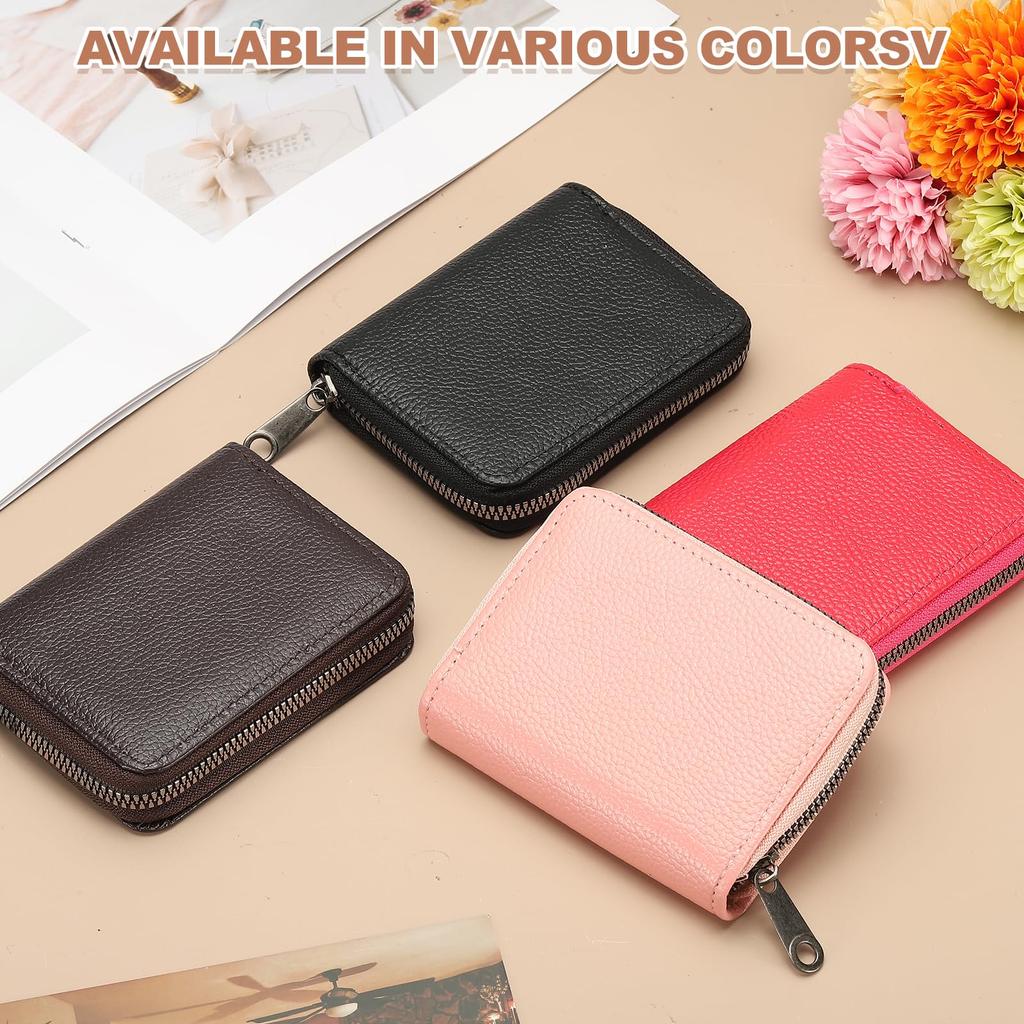 PATIKIL Kreditkartenhalter Reißverschluss-Geldbörse, 2-teiliges Leder-Karten-ID-Etui-Organizer mit 20 Kartenfächern, Schwarz, für Männer und Frauen (Zweiseitiger Stil)