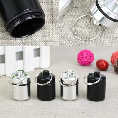Mehrfarbiger Mini-Schlüsselanhänger Pillendose Wasserdicht Aluminium Kunststoff Reise-Pillendose Für Vitamine Medikamente Notfall-Mitnahme