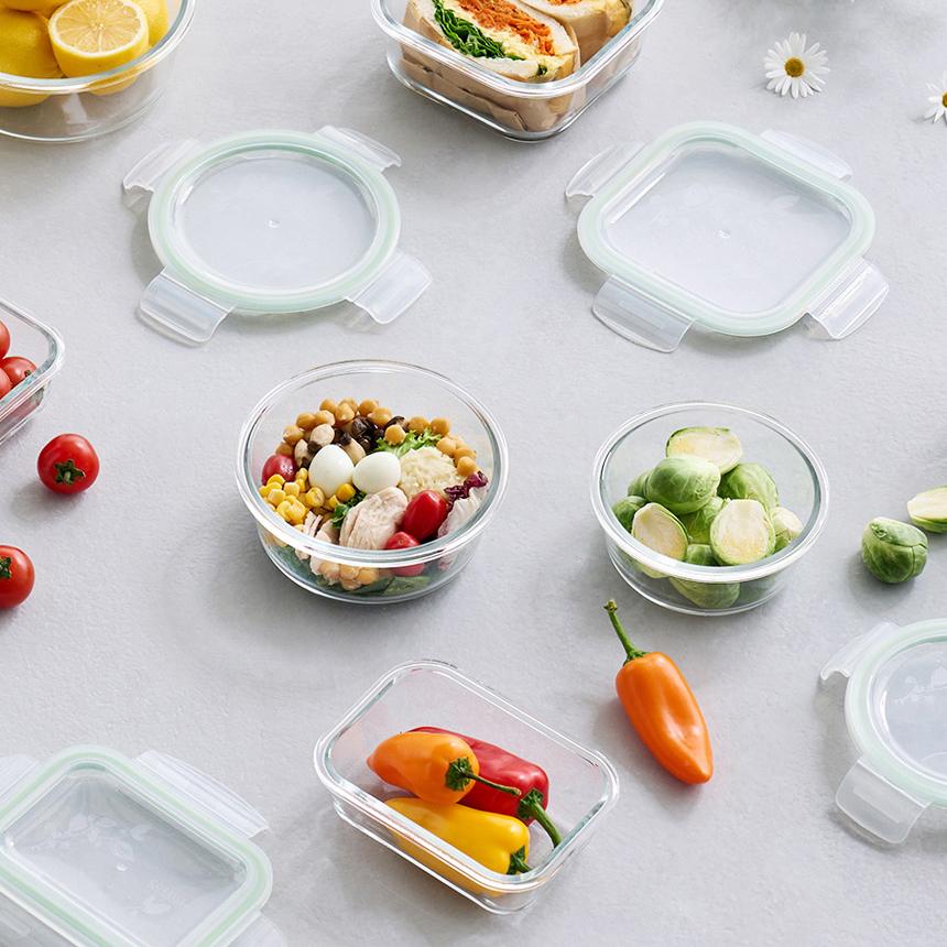 CORELLE BREEZE Rechteckiger Glas-Lebensmittelaufbewahrungsbehälter 2 Stk. (400ml) BPA frei