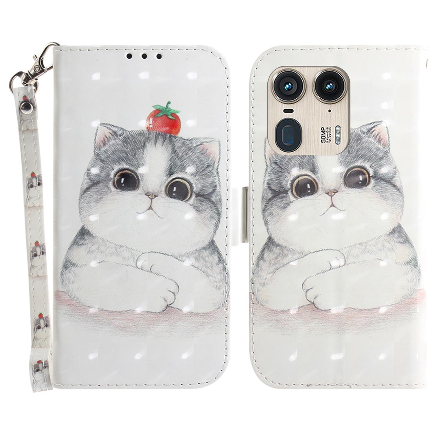

For Motorola Edge 50 Ultra 5G/Moto X50 Ultra 5G Wallet Case Pattern Print PU Leather Phone Cover Cute Cat