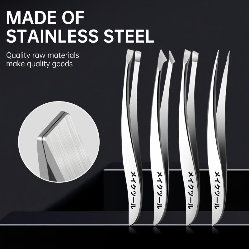 Precision Stainless Steel Tweezers for Eyebrow Hair Facial Hair Removal Splinter Blackhead Slant Beginners Beauty Tools