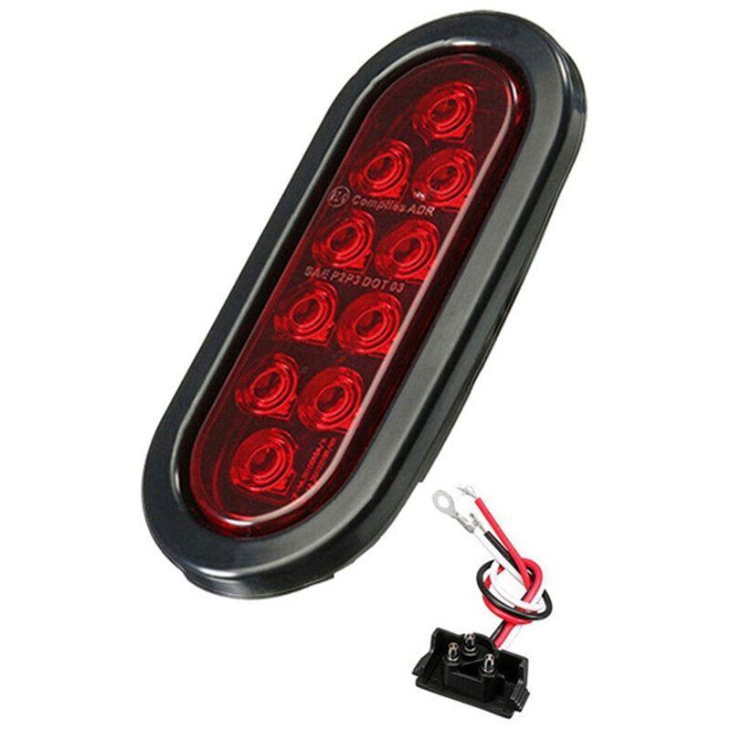 Car Oval 10LED Light Bulbs Brake Lights With Plug12v Turn Signal Lights Universal For Most Cars Trucks Trailer Red Parts