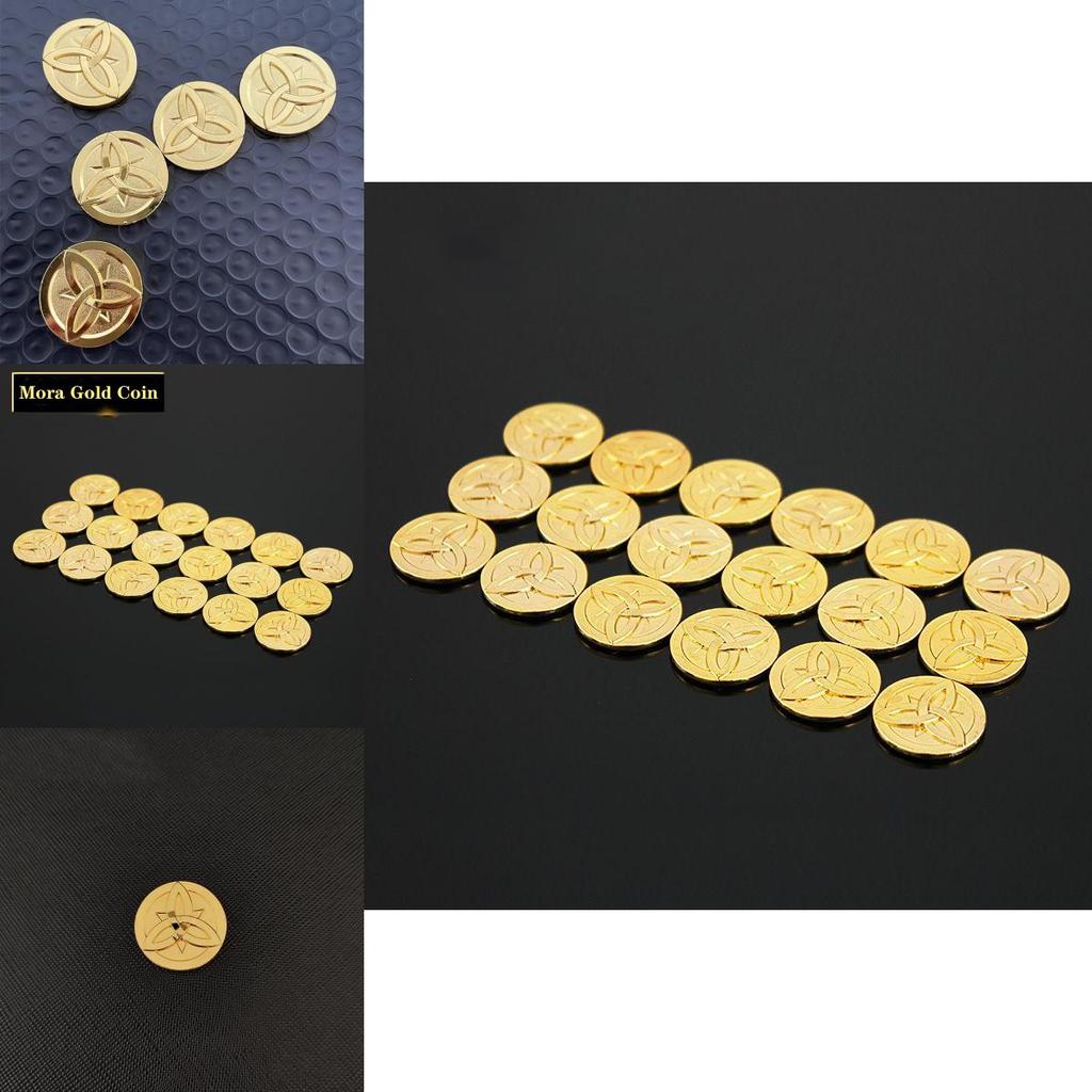 Genshin Impact Mora Gold Coin Set With Cloth Bag High-quality Board Game Currency Props