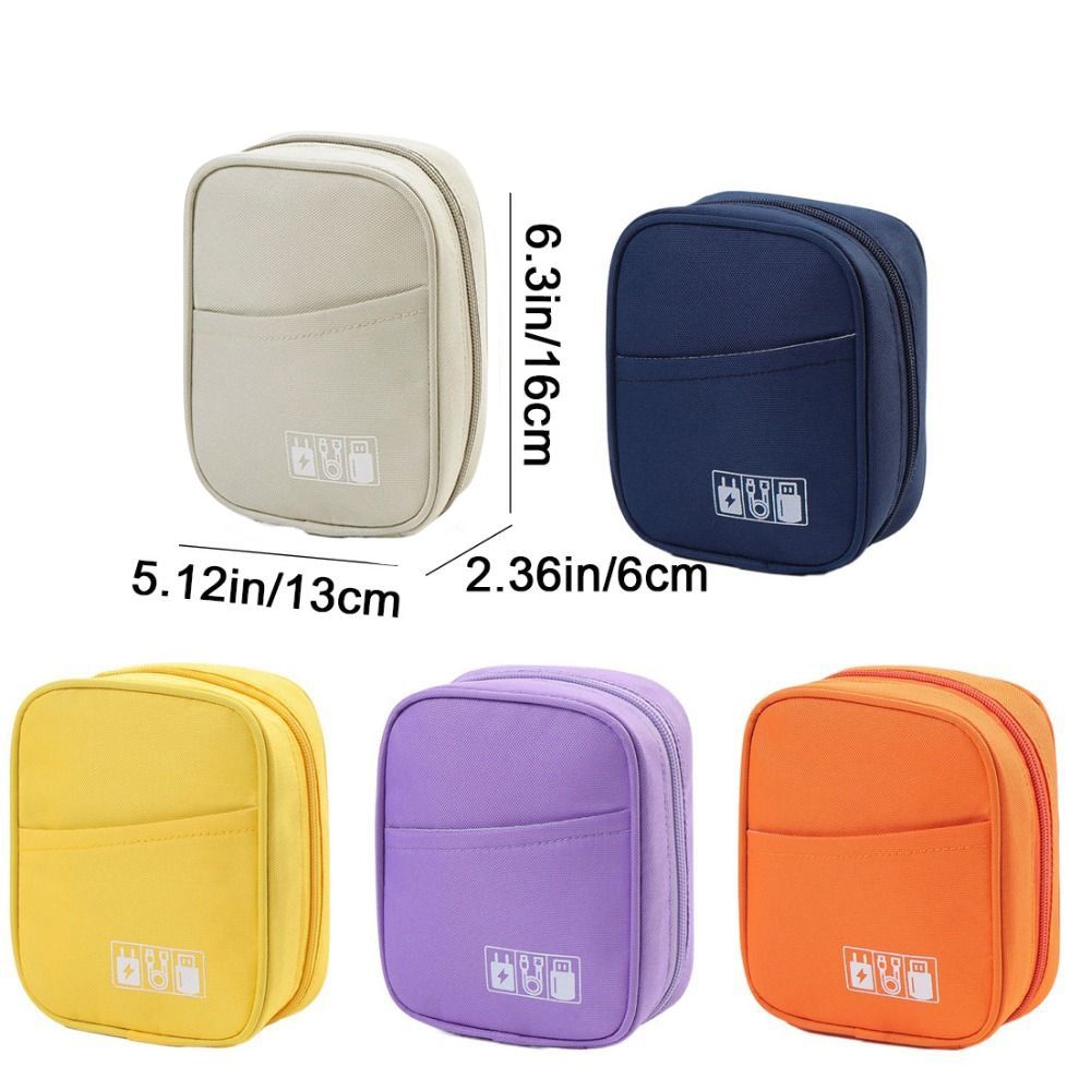 Multi-layer Cable Digital Storage Bags Solid Color Data Cable Storage Bag Travel