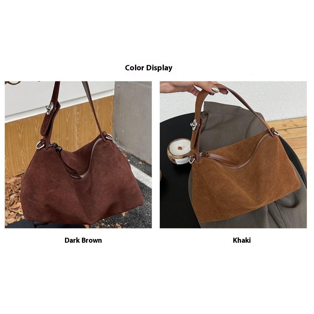 Bag Women's Niche Suede Underarm Baguette Bag Retro Matte First Layer Cowhide Shoulder Bag Handbag Trendy Bag