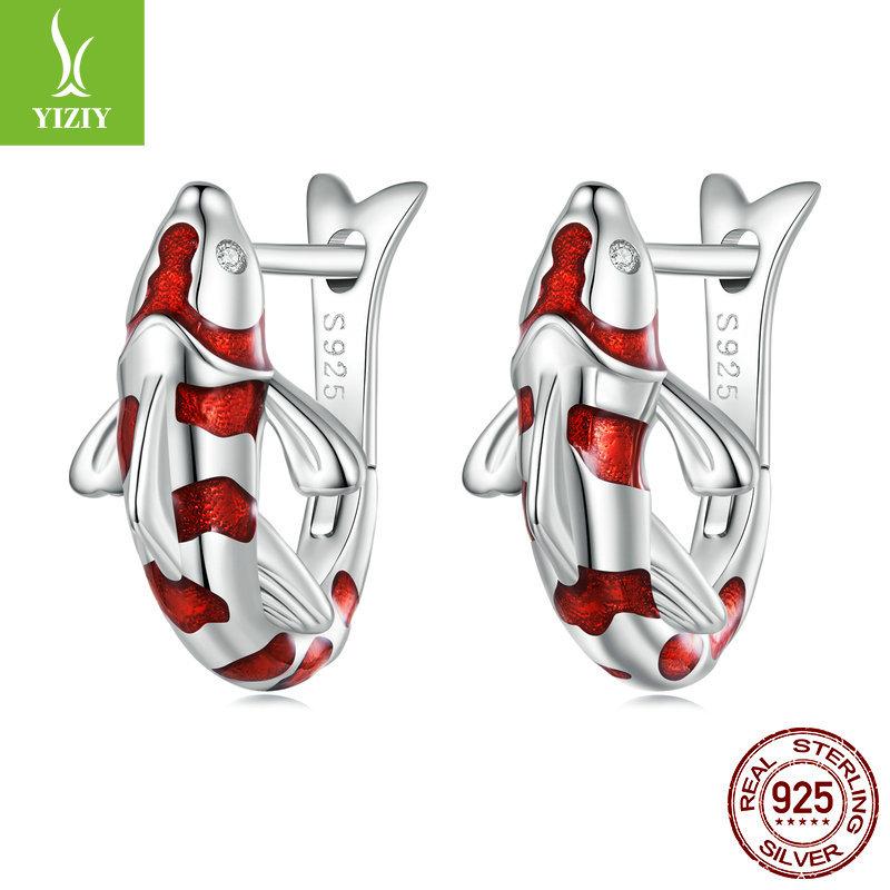 

Серьги Удачи Кои из серебра 925 пробы, Гуочао красные серьги-клипсы в китайском стиле Bse742