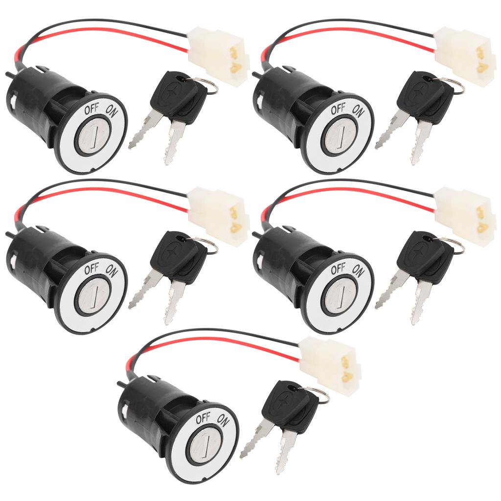 5 zestawów Blokada zasilania skutera elektrycznego Kluczyk zapłonowy Duże głowice Elektryczny zamek do drzwi Dwa kable