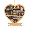Heart Shaped Christmas Ornament Acrylic Bookshelf Xmas Tree Hanging Decorations 2D Flat Printed Book Gifts for Book Lovers