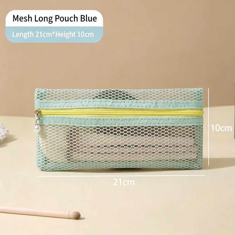 Breathable Mesh Fabric Travel Toiletry Bag Offering Large Capacity for Makeup and Essentials B синий