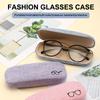 1Pc Pu Leather Eyeglass Box Wood Grain Hard Kit Holder Metal Reading Glasses Case For Men And Women Pu Leather Eyeglass Box
