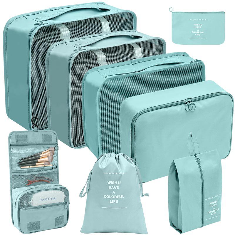 Travel Storage Set: Foldable Toiletry, Makeup, Clothes, Shoes, Digital Accessories, and Drawstring Luggage Bags.