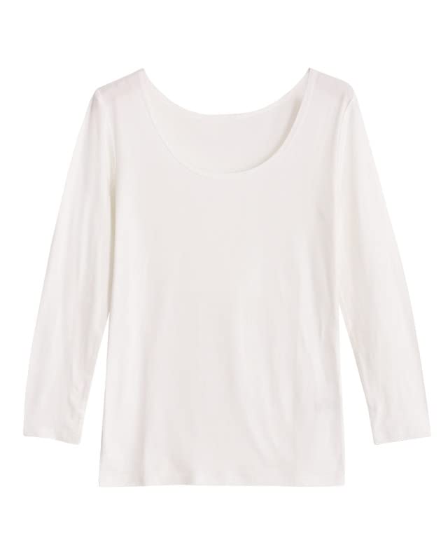 Pierrot Warm Shea Lightly Brushed Heat Ballet Size MD2 Women's Butter-Processed Innerwear, Protection, Neck, Off-White, M,