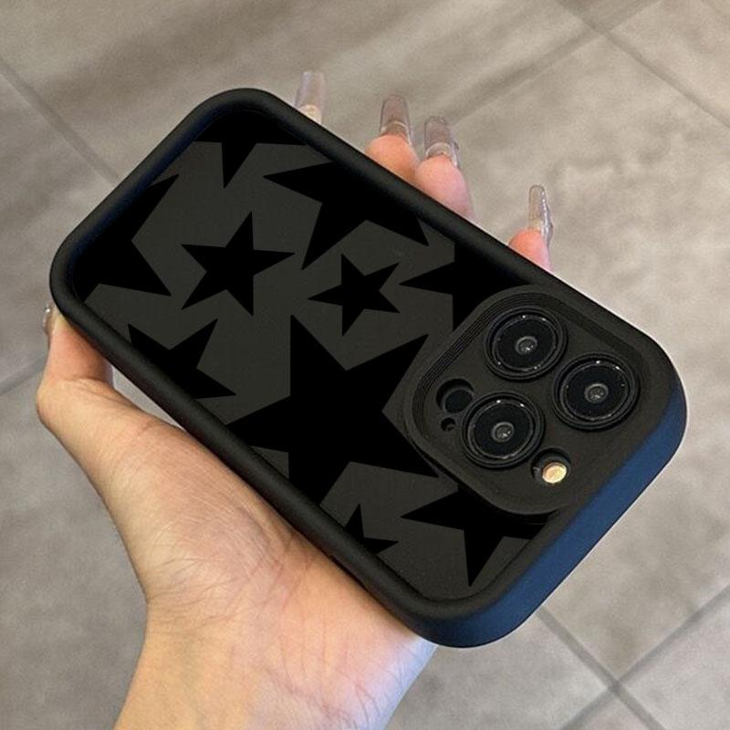 Černé hvězdicové pouzdro na telefon pro iPhone 17 Pro Max Pouzdra iPhone 16E 16 15 14 13 12 11 XS X XR 7 8 Plus 17 Air Měkký nárazníkový kryt