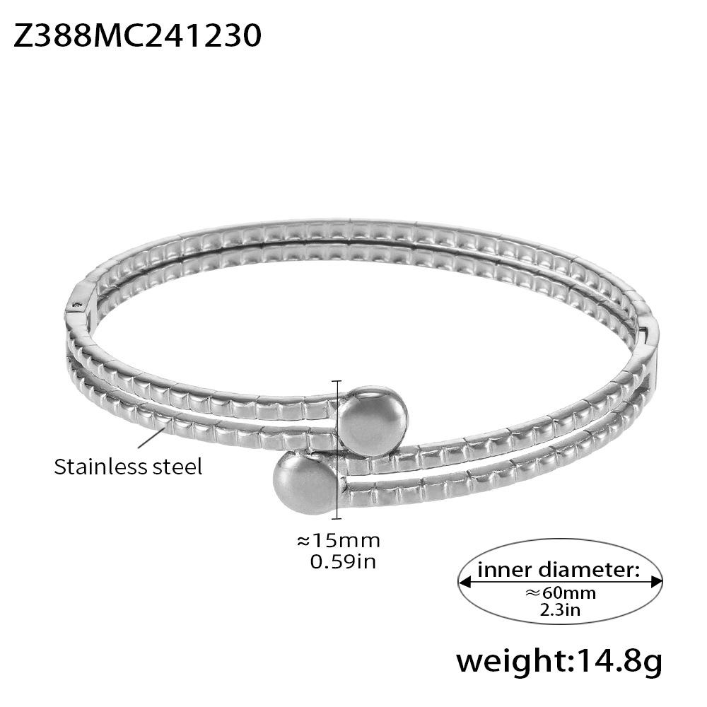 CARLIDANA Hammered Snake Stainless Steel Double Layer Cuff Bangle Water Wave Gold Plated Fashion Jewelry Bracelets Bangles
