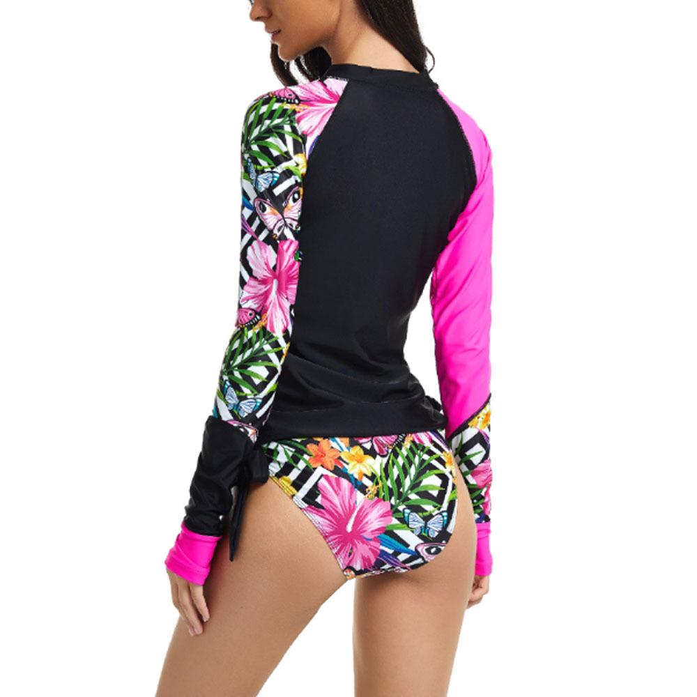 2024 Geometric Pattern Long-Sleeve Triangle Shorts Two-Piece Surf Suit