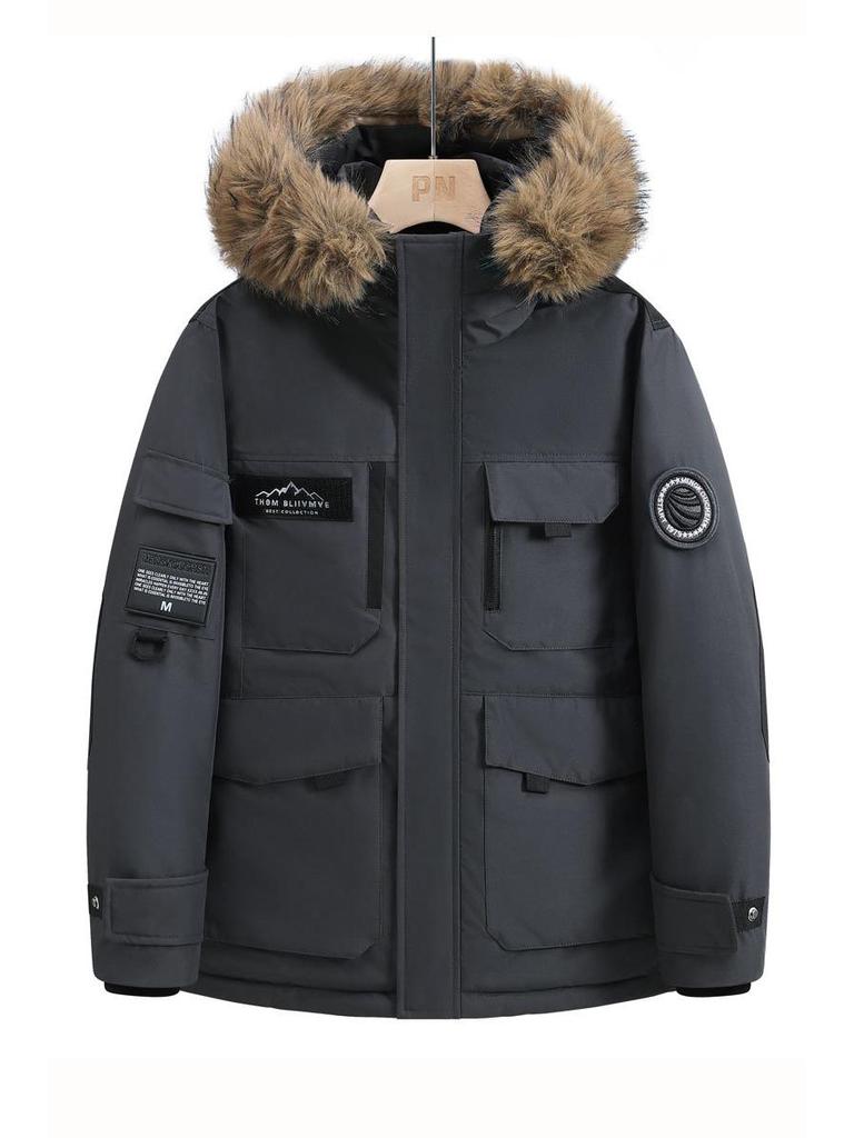 Warm Fur Collar Down Jacket for Men & Women - Short Winter Coat for Extreme Cold, Outdoor & Casual Wear