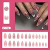 24pcs Manicure Long Almond False Nails Simple Cherry Color Fake Nials French Detachable Press on Nails Women