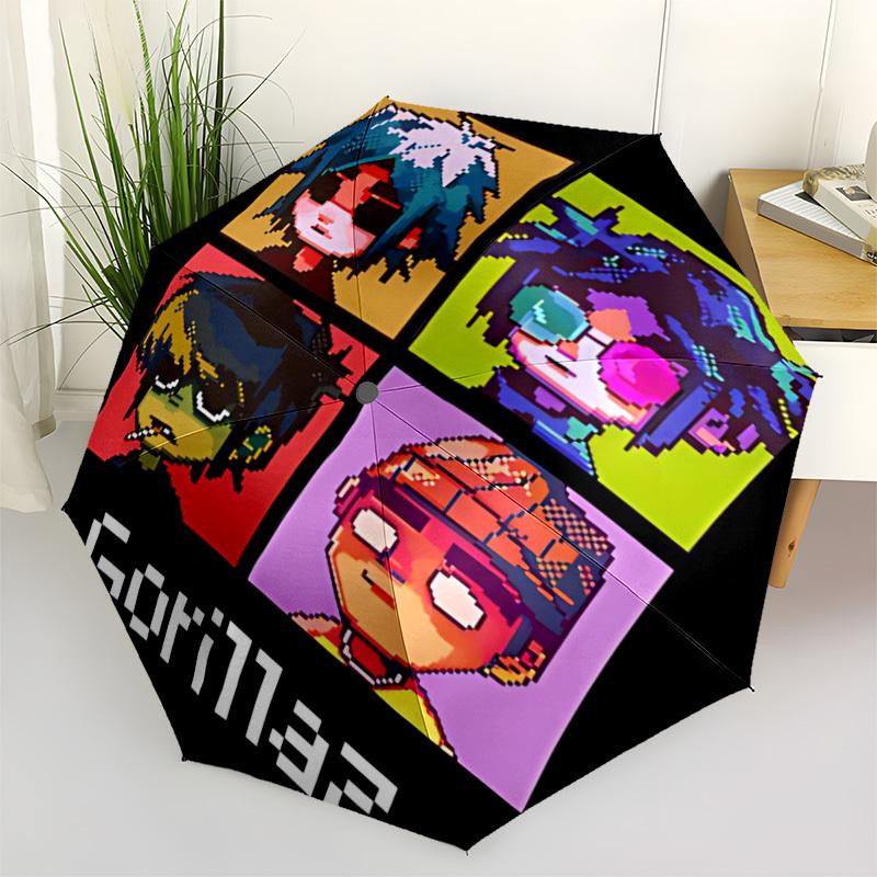 1PC Gorillaz Artwork Automatic Open/Close, 8-Rib Durable Frame Compact Travel Umbrella for Men & Women S1222030